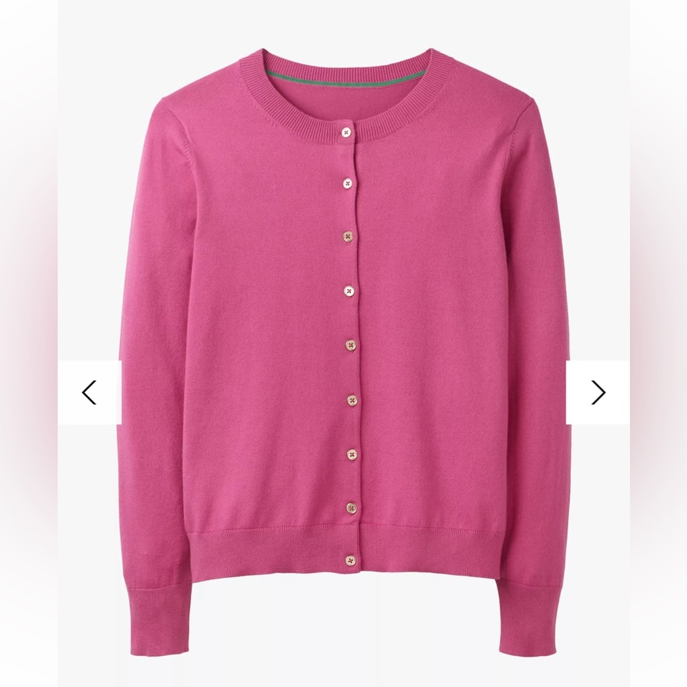 Boden Eldon berry sorbet cotton blend 6 cropped 3/4 sleeve button up cardigan - Picture 4 of 15